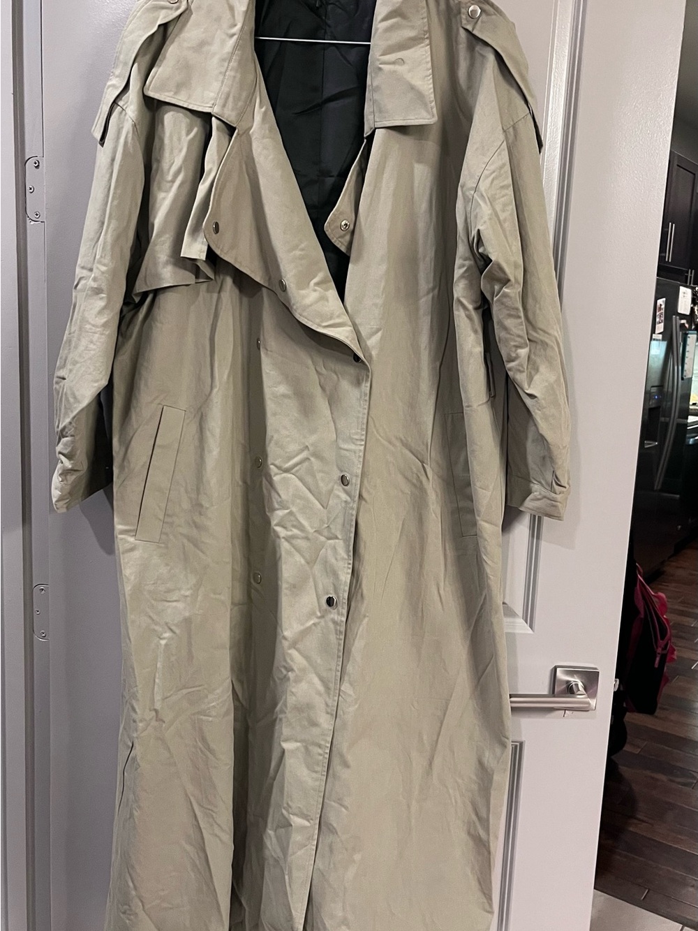 PrettyLittleThing Oversized Trench Coat in Sage Green